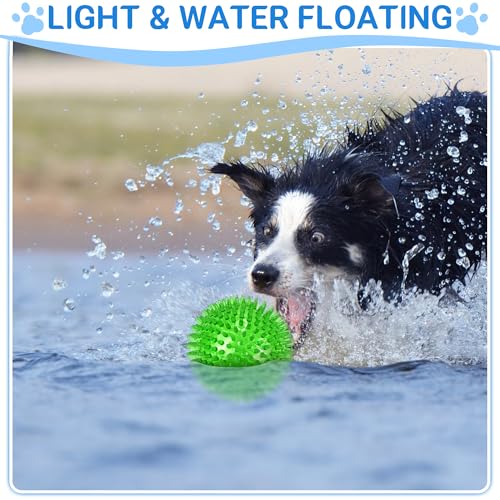 LECHONG 4-Pack Large Squeaky Dog Balls, 4.5" Rubber Spiky Dog Balls for Large Medium Aggressive Chewers Teeth Cleaning, Chew Toy for Training & Boredom Buster - size: L 4PACK