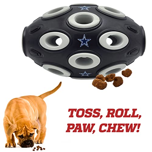 Pets First NFL Dallas Cowboys Football Toy - Treat Dispensing, Interactive Fun, Natural Rubber for Dogs & Cats - color: Dallas Cowboys