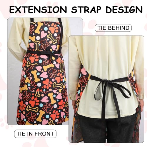 Dog Grooming Waterproof Apron with 2 Pockets, Cute Animals Puppy Dog Pets Apron - style: Cartoon Heart Bone