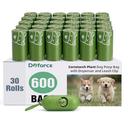 Dyforce Dog Poop Bags Rolls with Dispenser, 600 Count Value Pack Extra Thick Strong Leak Proof Poop Bags for Dogs Doggy with Holder, Scented Pet Waste Cat Litter Bags 9x13" Bulk, Green - color: Green