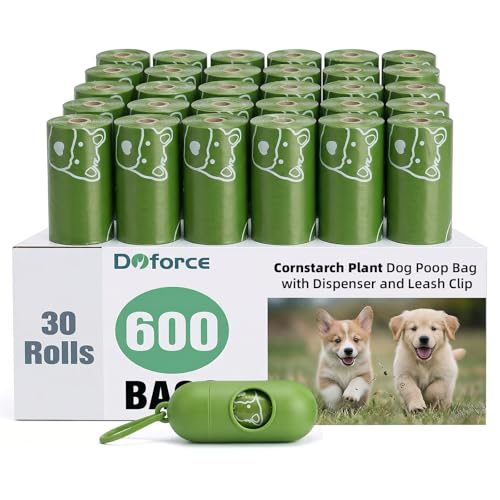 Dyforce Dog Poop Bags Rolls with Dispenser, 600 Count Value Pack Extra Thick Strong Leak Proof Poop Bags for Dogs Doggy with Holder, Scented Pet Waste Cat Litter Bags 9x13" Bulk, Green - color: Green