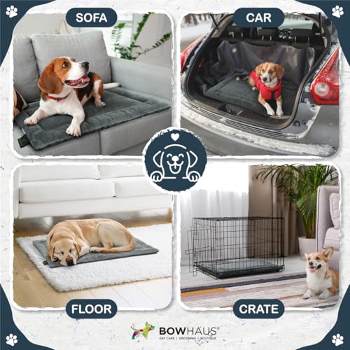 BOWHAUS 20.8" x 15” Machine-Washable Fluffy Dog Bed for 24" Kennel, Soft Crate Mat with Non-Slip Bottom, Cozy Pet Pad for Sleeping, Small Dog Kennel Flat Bed - size: 20.8" x 15" x 1.2"