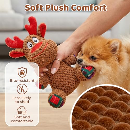 Dog Toys Set - 3 Pack Durable Squeaky Dog Toys for Small & Medium Dogs, Soft Plush Santa, Reindeer & Snowman Gift for Dogs - color: Christmas Set