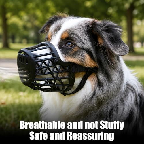 7PCS Dog Basket Muzzle Set, Anti Biting Barking Chewing Licking Scavenging, Adjustable Breathable Muzzles Kit, Comfortable Pet Mouth Care Cover Mesh Cage for Small, Medium, Large & Extra Dogs