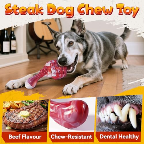 KIPRITII Long-Lasting Heavy Dog Chew Toys for Aggressive Chewers – 6 Pack Tough Dog Toys Include Indestructible Chew Bone, Interactive Tug Toys & Squeaky Balls, Ideal for Medium & Large Breeds Dogs