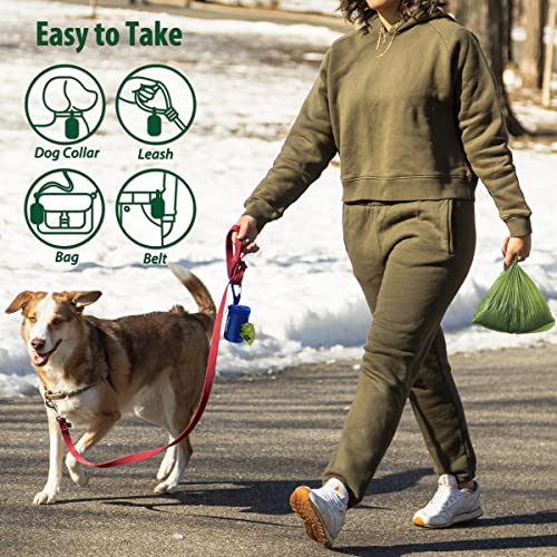 FURHAB Dog Poop Bag Holder for Leash Doggie Waste Bag Dispenser Soft Fabric Puppy Potty Carrier Small Doggy Zipper Pouch with Carabiner Clip 1680D Nylon Oxford with 1 Roll of Pet Trash Bag, Royal Blue - color: Royal Blue