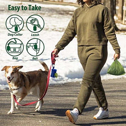 FURHAB Dog Poop Bag Holder for Leash Doggie Waste Bag Dispenser Soft Fabric Puppy Potty Carrier Small Doggy Zipper Pouch with Carabiner Clip 1680D Nylon Oxford with 1 Roll of Pet Trash Bag, Royal Blue - color: Royal Blue