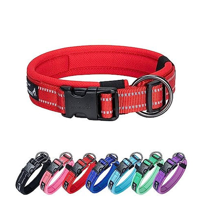 EXCELLENT ELITE SPANKER Reflective Dog Collar Classic Soft Padded Breathable Nylon Adjustable Pet Collar with Quick Release Buckle for Boy Girl Male Female Small Medium Large Dogs Training(Red-S) - color: Red, size: S