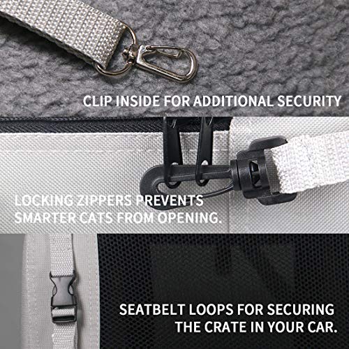 Extra Large Cat Carrier Soft Sided, Portable Small Dog Carrier for 2 Cats, 24"x16.5"x16" Car Travel Folding Comfortable Design with Bowl, Grey - color: Grey
