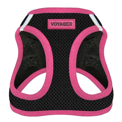 Best Pet Supplies - All Weather Mesh/Plush, Reflective, No Pull Harness for Small, Medium Dogs, Cats - Secure with Hook & Loop Fastener, Buckle, Double D-Rings - Black/Pink Trim, M - color: Harness (Black/Pink Trim), size: M (Chest: 16 - 18")