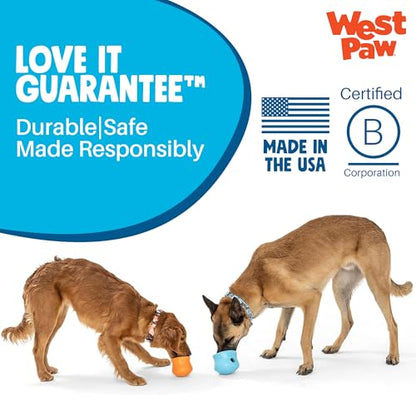 WEST PAW Zogoflex Toppl Interactive Treat Dispensing Puzzle Dog Toy for Mental Stimulation & Enrichment-Holds Kibble & Treats-Lickable, Freezable & Dishwasher Safe-Made in USA-Large-Aqua Blue - color: Aqua Blue, size: Large