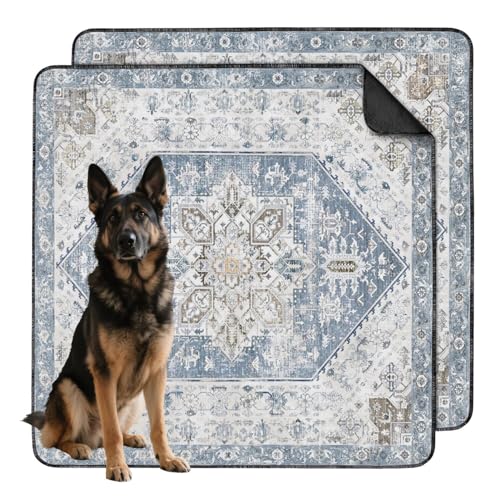 Washable Pee Pads for Dogs 2 Pack, Absorbent Reusable Puppy Pads Waterproof, Leakproof & Non-Slip Whelping Pad, Potty Training Pads for Dogs Playpen Mat 48x48 - color: A Blue, size: 48"x48"(2 Pack)