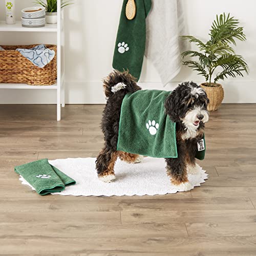 Bone Dry Pet Grooming, Embroidered Microfiber Towel Drying Collection, 15x30, Hunter Green - color: Hunter Green, size: 15x30"
