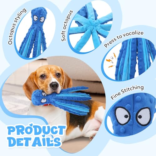 AprYew Octopus Dog Toys, No Stuffing Crinkle Dog Toys for Aggressive Chewers, Durable Interactive Chew Toys for Small, Medium and Large Dogs Training and Reduce Boredom (Purple) - color: Purple