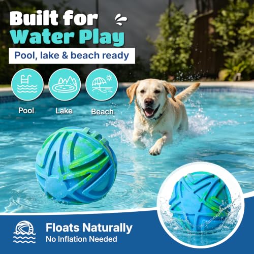 Dog Balls for Large Dogs, 7 Inch Large Dog Ball, Bouncy Floating Fetch Toy, Interactive Rubber Ball, Durable TPR Foam Outdoor & Water Toy for Medium & Large Breeds (Blue & Green Swirl) - color: Blue & Green Swirl