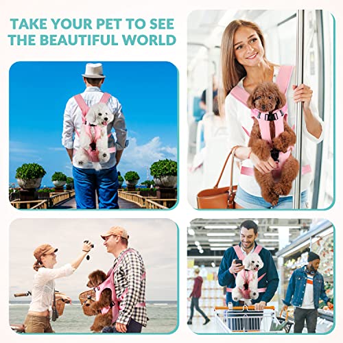 Lukovee Dog Backpack Carrier, Legs Out Easy-fit Dog Front Carrier for Small Medium Dogs, Adjustable Hands Free Dog Chest Carrier for Hiking Cycling (Pink,Medium) - color: Pink