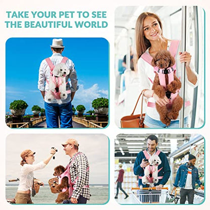 Lukovee Dog Backpack Carrier, Legs Out Easy-fit Dog Front Carrier for Small Medium Dogs, Adjustable Hands Free Dog Chest Carrier for Hiking Cycling (Pink,Medium) - color: Pink