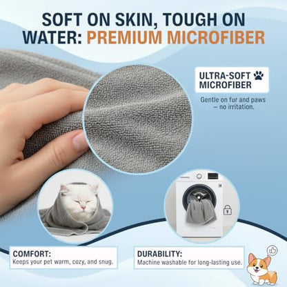 Dog Towel Keeps Your Pet Cozy After Every Use – Microfiber Towels for Drying Dogs & Cats – Quick & Efficient Grooming Gray Towel for Outdoor Play – Gently Dries Your Pet’s Fur 23.6X39.4in l Large - size: Large