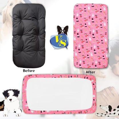 Replacement Dog Bed Covers Elastic Edged Washable Dog Bed Sheets with Cute Pink Pattern Design for Large Dog Beds, Cover Only - color: Pink Dog Plus, size: 52.0"L x 28.0"W x 5.0"Th