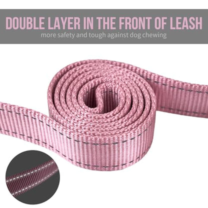 OneTigris Handled No-Pull Dog Walking Leash Long Traffic Leads for Medium to Large Dogs (Pink, 6FT) - color: Pink, size: 6FT