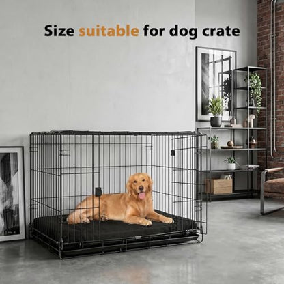 RRPETHOME 3" Chew Proof Indestructible Dog Bed for Large Aggressive Chewers,Durable Tough Fabir Chew Resistant Crate Dog beds for Large Dog & Puppy,Orthopedic Egg Foam Kennel Mat Pad Black 55x42x4