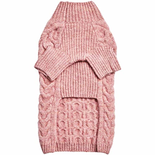 Blueberry Pet Classic Fuzzy Textured Knit Pullover Turtle-Neck Dog Sweater in Rainbow Pink, Back Length 14", Pack of 1 Clothes for Dogs - color: Rainbow Pink, Turtle-neck, size: 14 inch