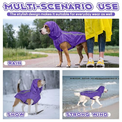 Dog Raincoat with Reflective Strip Hoodie, Waterproof Dog Raincoats, Adjustable Lightweight Hooded Poncho Dog Rain Jacket, Snowproof Windproof Clothes, Raincoats for Small Dogs - color: Purple, size: S