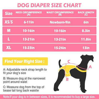 Jollywoods 3 Pack Washable Female Dog Diaper Onesie Sanitary Pantie with Adjustable Suspender, Fixed Doggie Diapers, Super Absorbent Leakproof for Dog in Heat Cycle - size: X-Large(15"-24" Waist)