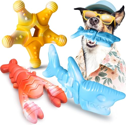 NEZIN Dog Chew Toys, Indestructible Dog Toys for Aggressive Chewers, Tough Dog Toys, Durable Dog Chew Toys for Large Medium Breed, Interactive Dog Toys with Real Beef Flavor (Mix 3 Pack) - color: MIX 3 PACK