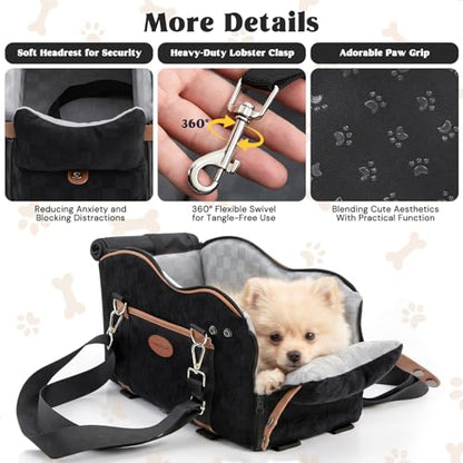Woochpet Small Dog Car Seat, Auto Booster for Pet Travel, Portable Carrier Bed with Safety Leash Up to 9 lbs - size: Small