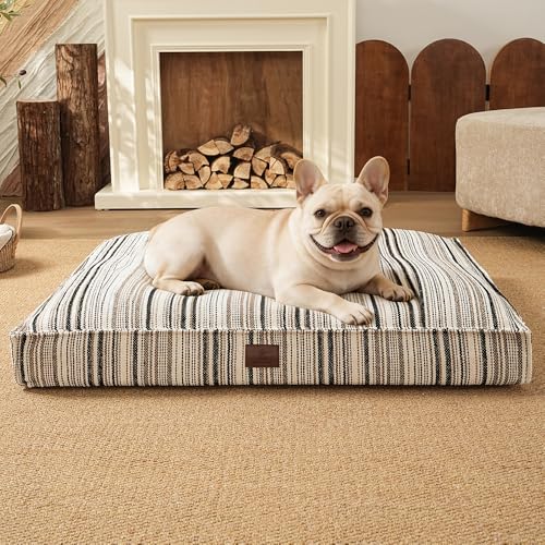 SOMAHE 4 Inch Orthopedic Dog Bed for Crate, 27 x 20 Inch, Black Chenille | Washable Removable Cover, Waterproof Inner Liner, Non-Slip Bottom, Orthopedic Dog Crate Mattress for Medium & Large Dogs - color: Black, size: 27"L x 20"W x 4"H Inches