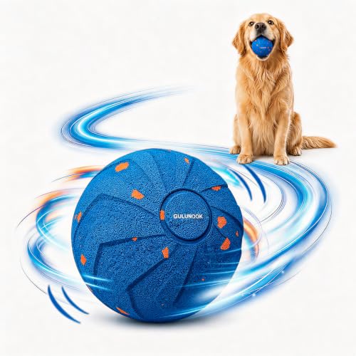 Interactive Dog Ball Toy for Medium Large Dogs – Smart Automatic Moving Rolling & Bouncing Ball, Durable Chew Resistant E-TPU, USB Type-C Rechargeable, Waterproof Active Dog Toy Keeps Dogs - color: Blue, size: Large (3.2" / 82mm) – T02