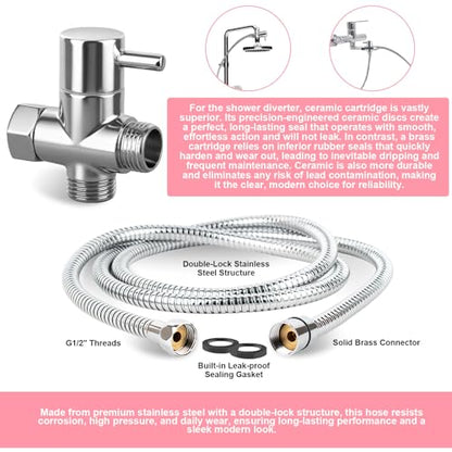 Dog Shower Attachment with 6.6FT Shower Hose, 8 Sprayer Modes Dog Washing Hose Attachment for Bathroom & Bathtub, Outdoor Use Dog Washing Kit with Pet Grooming Glove Shampoo Dispenser and Holder