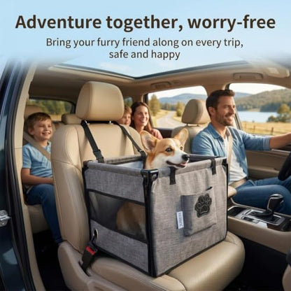 Dog Car Seat for Small to Medium Dogs Under 33lbs, Sturdy Pet Booster Car Seat Travel Carrier with Storage Pockets & Leash Detachable Washable Cover for Cars, SUVs, and Trucks