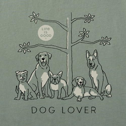 Life is Good Women's Crusher Tee Shirt, Long Sleeve Cotton Graphic T-Shirts, Dog Lover Tree - size: XX-Large