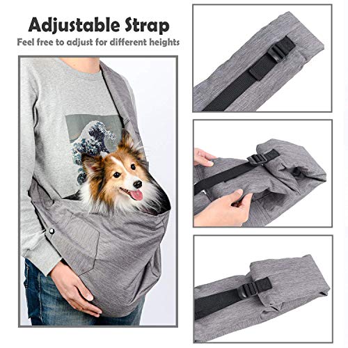 ARELLA Dog Sling Carrier for Small Dog Sling Carrier 5-15 lbs with Comfortable Adjustable Padded Shoulder Breathable Mesh for Travel Hands Free Daily Walk Outdoor Activities PDS08G