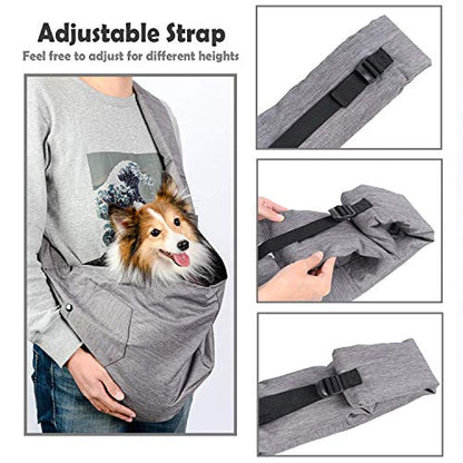 ARELLA Dog Sling Carrier for Small Dog Sling Carrier 5-15 lbs with Comfortable Adjustable Padded Shoulder Breathable Mesh for Travel Hands Free Daily Walk Outdoor Activities PDS08G