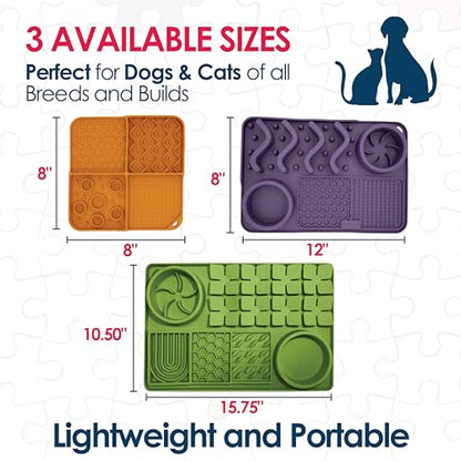 Palz&Co Paw Puzzle 2-in-1 Slow Feeder & Lick Mat - Large 15.75"x10.5" Green Non-Slip Silicone Mat for Dogs & Cats, Dry or Wet Food, Enrichment Puzzle Feeder, Dishwasher Safe - size: Large