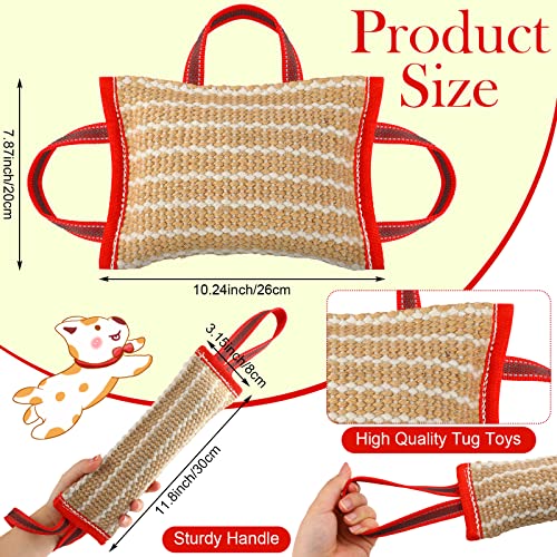 Libima 2 Pcs Dog Bite Pillow Tug Toy with Strong Handles Dog Tug of War Training Tools Jute Bite Toy for Puppy Young Small Medium Pets Interactive Play Training Equipment