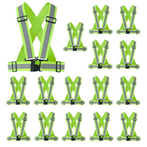 2.0 IN High Visibility Reflective Safety Strap for Construction, Running, Cycling - color: 16pc-yellow, size: XX-Large
