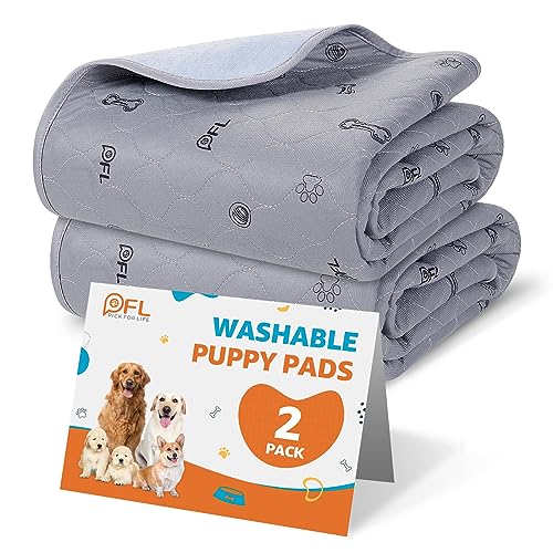 Washable Pee Pads for Dogs, 2Pack Puppy Pads Washable,Absorbent Reusable Whelping Pads Non-Slip Dog Mats with Bone Print for Floor Protector, Couch Cover, Crate, Potty Training 36x41 - size: 36X41" (Pack of 2)