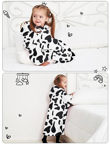 KFUBUO Wearable Blanket Hoodie for Kids Toddlers Sherpa Blanket Sweatshirt With Pocket Cute Hoodies 2-6 Year Old Girl Boy Birthday Gifts Cow - color: Printing-dairycow, size: Kids 2-6YR