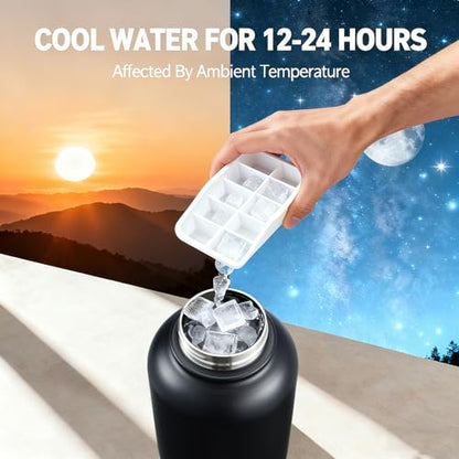 Cibaabo Insulated Dog Water Bottle with 2 Bowls, 32oz Travel Stainless Steel Double Wall Thermos, Portable Pet Dispenser, Gifts for Puppy Small Medium Dogs Walking Hiking and Camping - color: Off-White