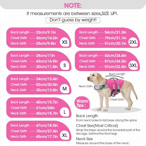 Nanaki Dog Life Jacket Large, Dog Life Vest for Swimming Boating-High Buoyancy Dogs Swim Vest with Rescue Handle D-Ring Reflective Adjustable Ripstop Floating Lifejacket,Golden Retriever,Rose Red,2XL - color: RoseRed, size: XX-Large