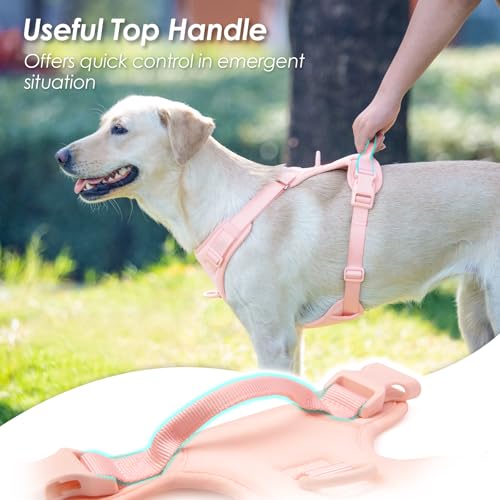 No Pull Dog Harness, Puppy Vest with Front Clip for Small Medium Large Sized Dog(Light Pink,XL) - color: Light Pink, size: XL(Neck:24.8-38.6", Chest:29.1-45.3")