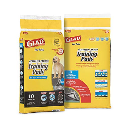 Glad for Pets Black Charcoal Puppy Pads, All-in-One | Puppy Potty Training Pads that Absorb & NEUTRALIZE Urine Instantly | New & Improved Quality Puppy Pee Pads, 14 Count (Pack of 2) - size: Regular