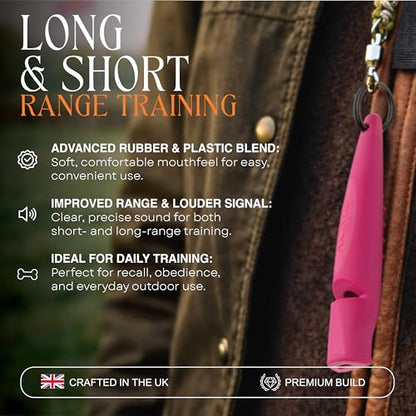 ACME Alpha 211.5 Professional Dog Training Whistle with Enhanced Ergonomic Grip. BPA-Free Plastic. 110 dBA. Long Range. Standardized Frequency. Weatherproof. Made in the UK (Magenta Pink) - color: Magenta Pink