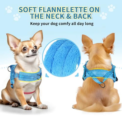 Lukovee No Pull Dog Harness and Leash Set, Soft Padded Small Dog Harness, Neck & Chest Adjustable Reflective Vest Puppy Harness with 4ft Lightweight Anti-Twist Dog Leash for Small Dogs (LBL, S) - color: Light Blue, size: S ( Chest 17.5'' ~ 22'')