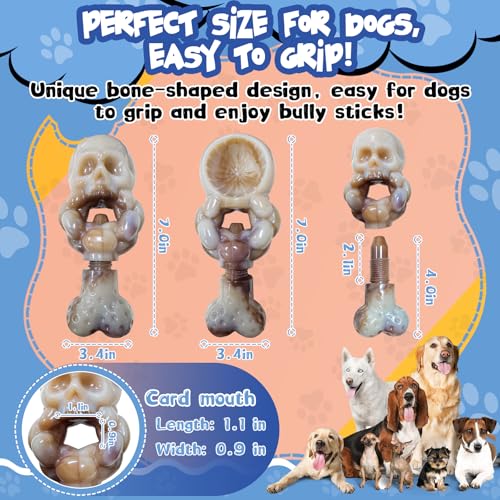 Fuufome Tough Dog Toys for Aggressive Chewers: Indestructible Dog Chew Toys-Upgraded Bully Stick Holder & Chew Toys-Super Chewers Toys for Large,Medium,Small Breeds - color: White