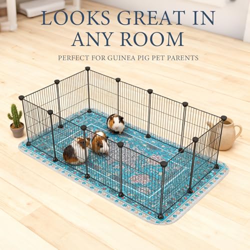 Homimp Guinea Pig Cage Liners, 2 Pack Washable Pee Pads for Dogs, Waterproof & Leakproof Puppy Pee Pads, Super Absorbent Reusable Bedding with Anti-Slip Backing for Rabbit,Bunny,Hamster, Blue, 24"x47" - size: 24"x47"(Pack of 2)